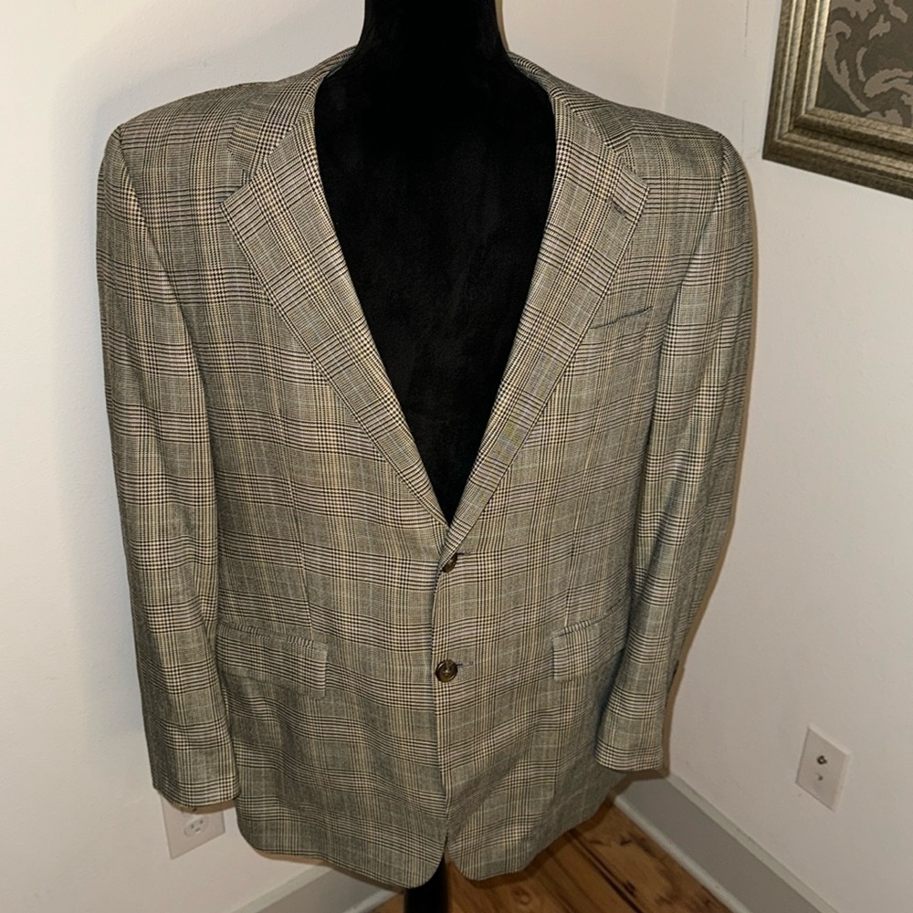 LAUREN Ralph Lauren plaid tan brown sport’s coat single‎ breasted blazer Sz 40R